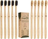 Cepillo Dientes Bambu, Paquete de 10 Cepillos de Dientes,5 cepillo de carbón bambú y 5 cepillo de fibra bambú,100% Libre de BPA,Cepillos de Dientes Naturales y Veganos para Una Mejor Limpieza